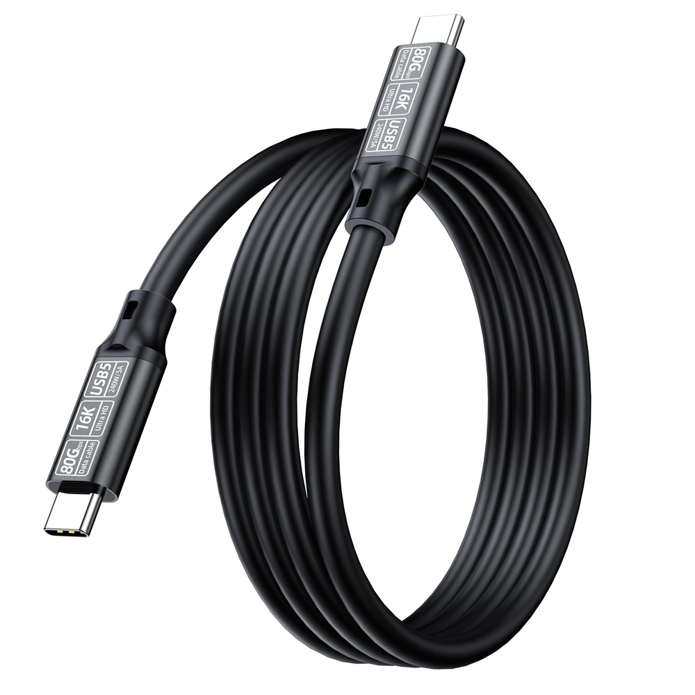 바라보고 USB5 C타입 고속충전 케이블 240W 80Gbps 16K 블랙, 1개, 2m - 상세 이미지 3