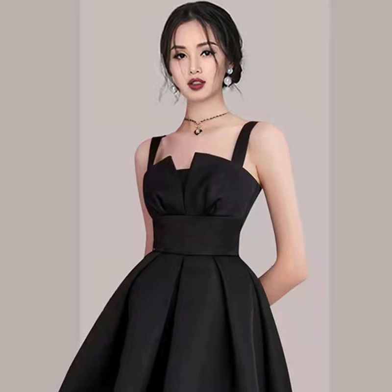 블랙미니드레스 생일파티 브라이덜샤워 스냅 미니드레스 파티룩 미니원피스 블랙 S - 상세 이미지 5