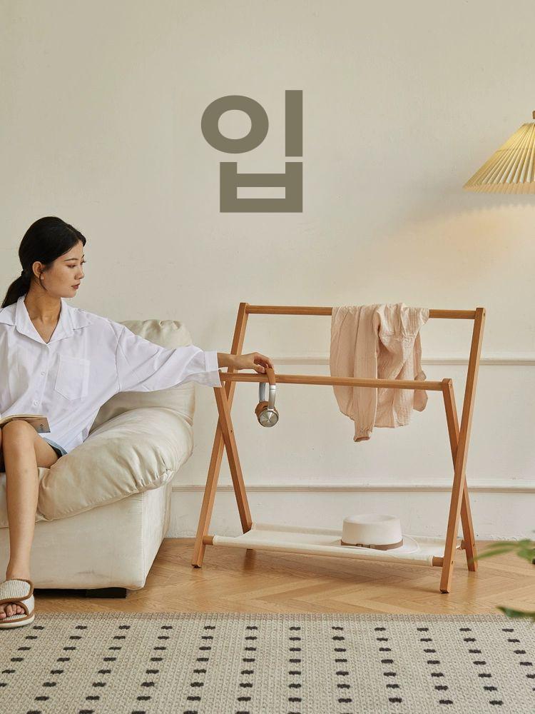 빨래건조대 건조대 원목 실내 유럽 원색 간편한 야외 인테리어 호두색 55cm 유럽산 너도밤나무 - 상세 이미지 3