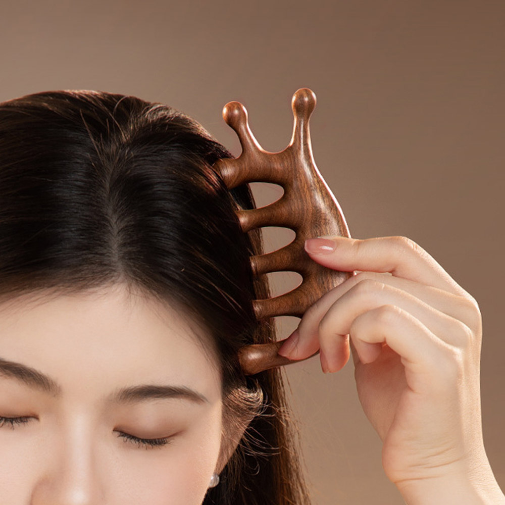 모나코올리브 원목 달팽이형 괄사 마사지 빗 두피 지압 얼굴 전신 케어 1+1 - 상품 이미지