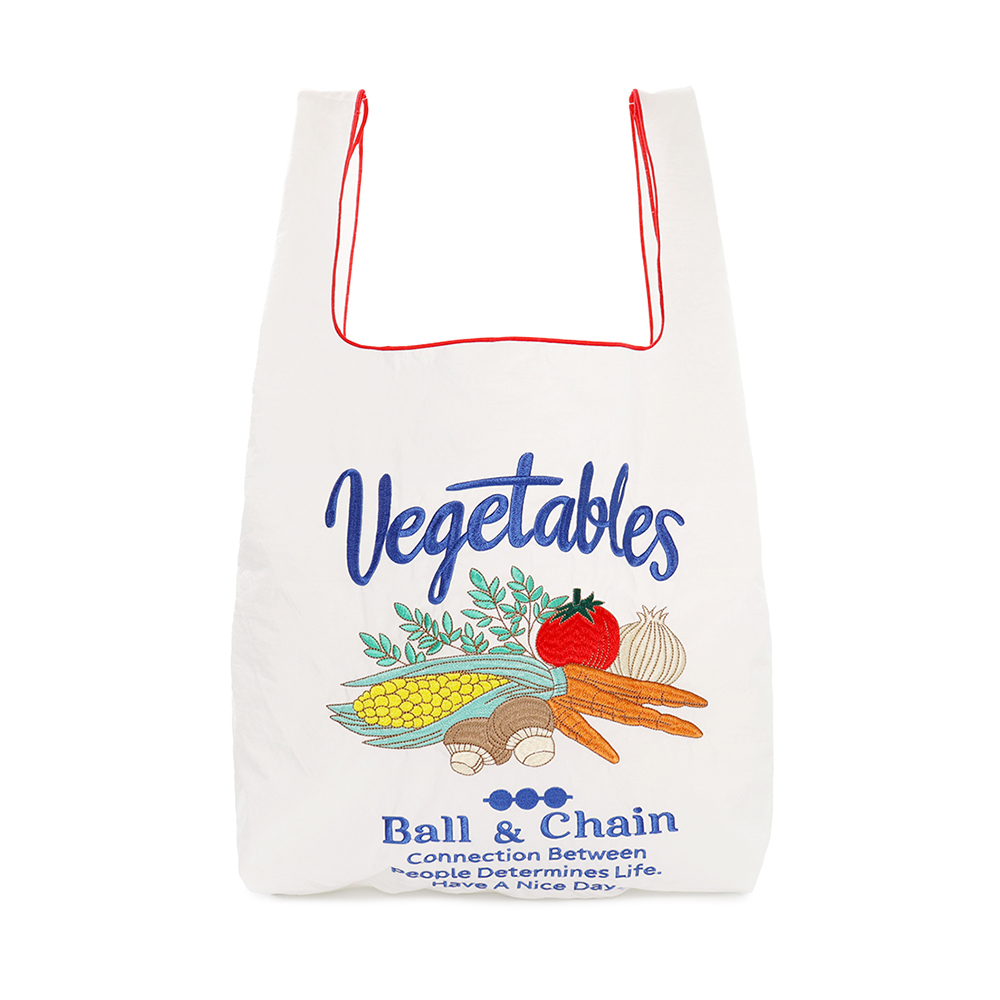 볼앤체인 화이트 베지터블 미디엄 에코백 200100104 Vegetables - 메인 이미지