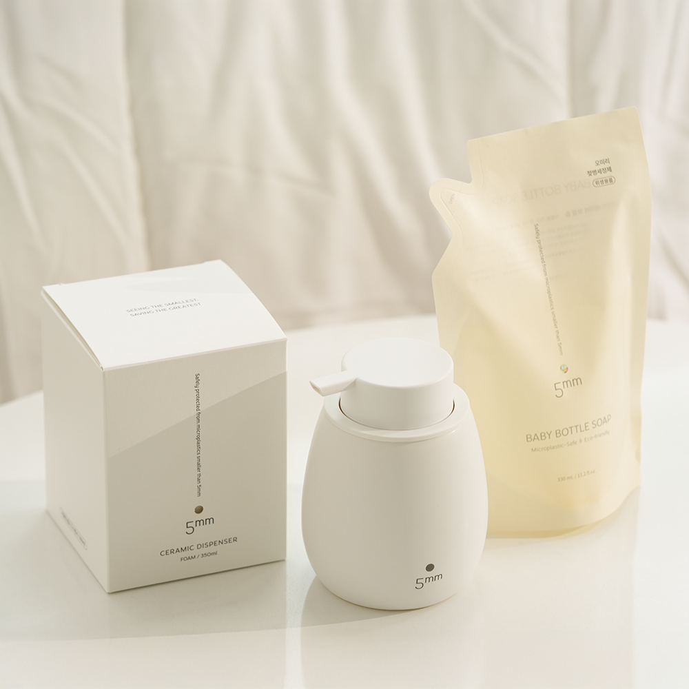 오미리 1종 비건 젖병 세정제 세라믹 펌프 디스펜서 세트 330ml, 1개 - 상세 이미지 4