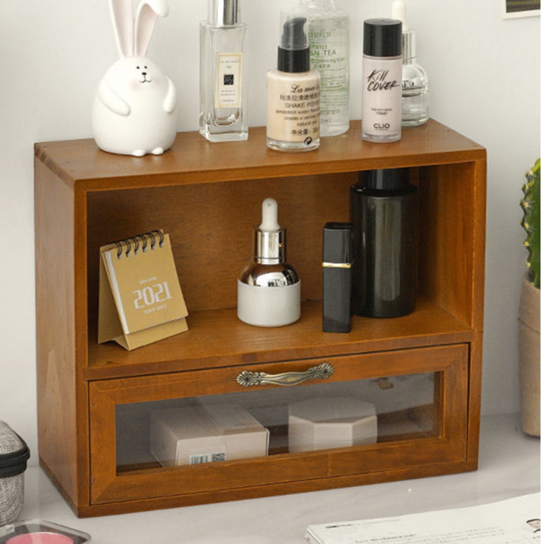 우드 엔틱 수납장 다기능 수납장 책상 미니 정리장 약 수납장