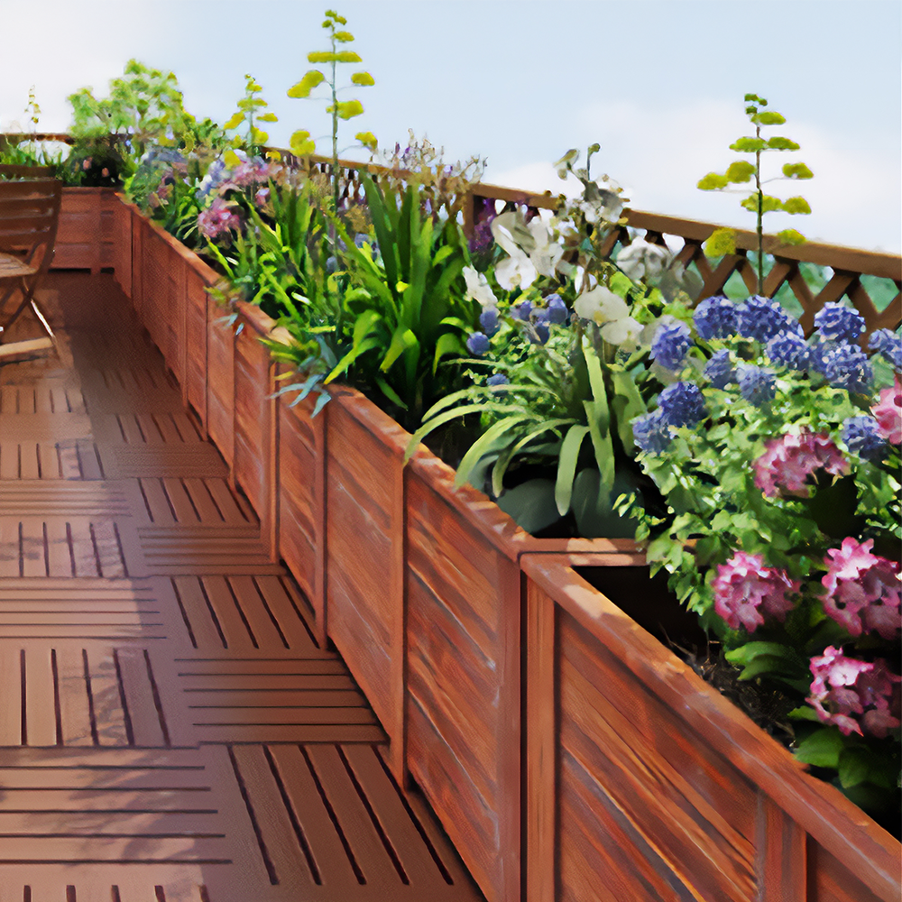 플랜트 박스 베란다 텃밭 가드닝 방부목 사각 나무 화분 80x40x40cm