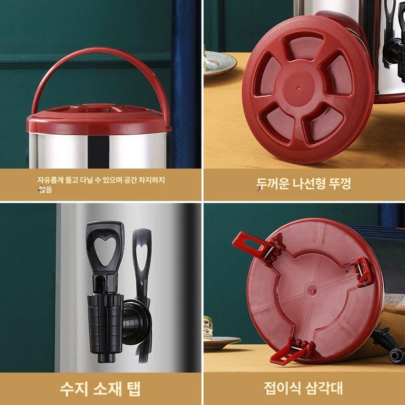 커피보온통 10L 스텐 보온통 물통 케이터링 유광 보온병 보냉물통 6l 블랙 3.5kg 물 - 상세 이미지 5