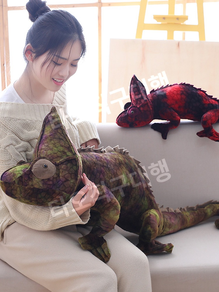 도마뱀인형 카멜레온 선물 도룡뇽 쿠션 귀여운 대형 파충류 장식 베개 애착인형 - 상세 이미지 2