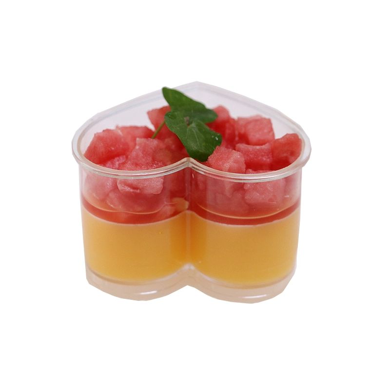 하트 푸딩 젤리 그릭 투명 카페 쿡 식기 용기 심컵 커버 없음 50개 140ML - 상품 이미지