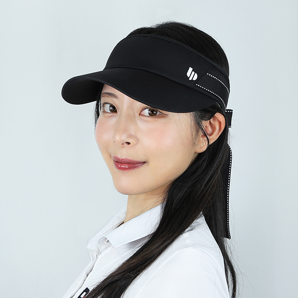 루페오 여성 우먼스 러블리 리본 바이저 햇빛 차단 와이드챙 썬캡  골프 테니스 배드민턴 모자 - 상품 이미지