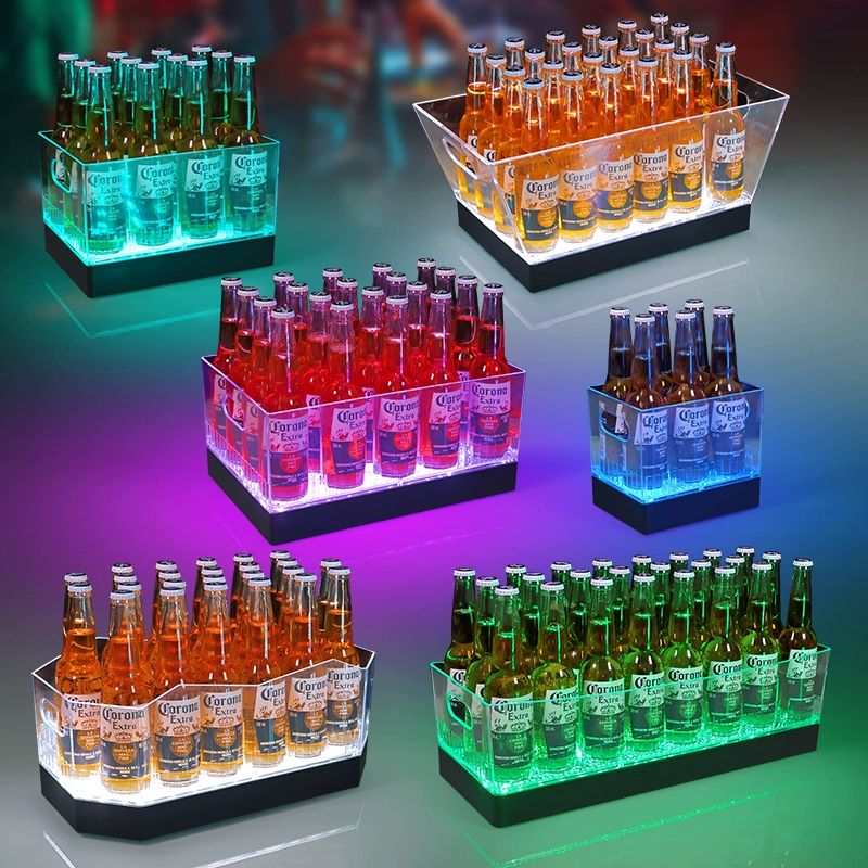 LED아이스버킷 맥주 샴페인 대형 칠러 백색광 와인쿨러 와인칠러 와인칠링 업소용 직사각형 금색 바닥 12개 다채로운 빛 - 상세 이미지 2