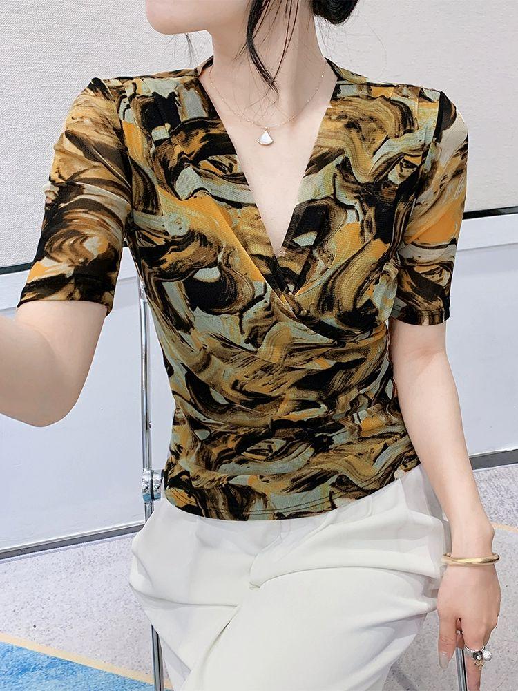 방송댄스복 라틴 여성 반팔 상의 공연복 댄스 라인댄스복 댄스복상의 라틴댄스 여성댄스복 카키 S - 상세 이미지 2