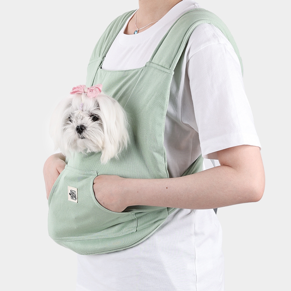 강아지슬링백 고양이 소형견 가방 외출 이동 산책 포대기 가슴배낭 노랑 - 상세 이미지 2