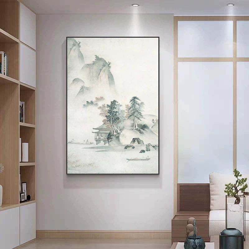 수묵감성 동양화 그림 그림 산수화 액자 캔버스 엔틱 F 40x60CM 세로 2.5cm 블랙 알루미늄 텍스처 필름 - 상세 이미지 4