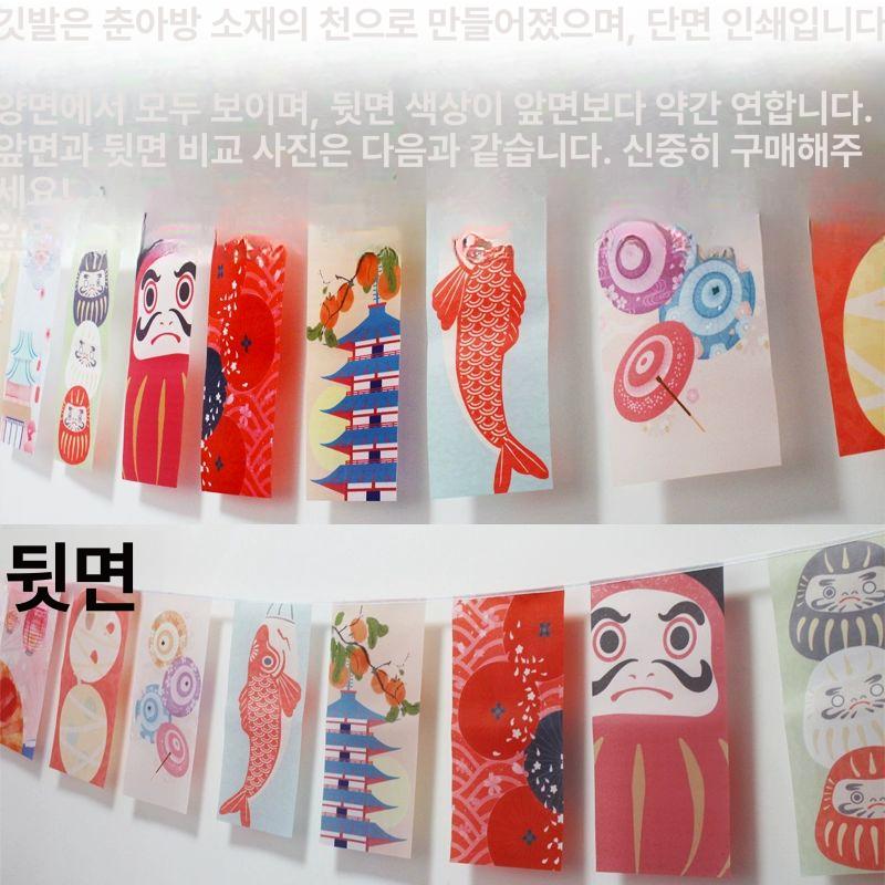 이자카야 깃발 장식품 스시 배너 소품 일식집인테리어 인테리어소품 빈티지소품 인테리어모빌 진블루 행운 모델 D 5m 20개 - 상세 이미지 5