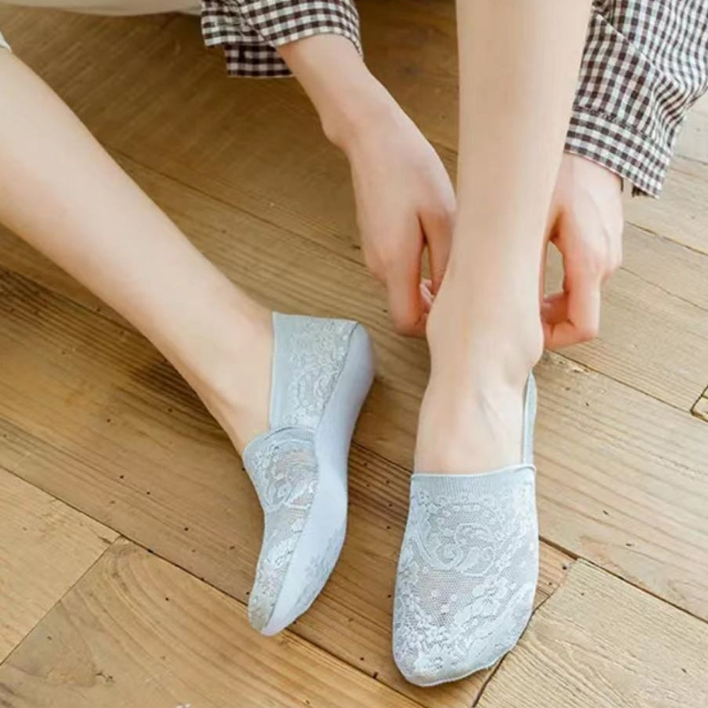 레이스 발등 페이크삭스 안벗겨지는 덧신 여성 양말 6켤레세트 - 메인 이미지