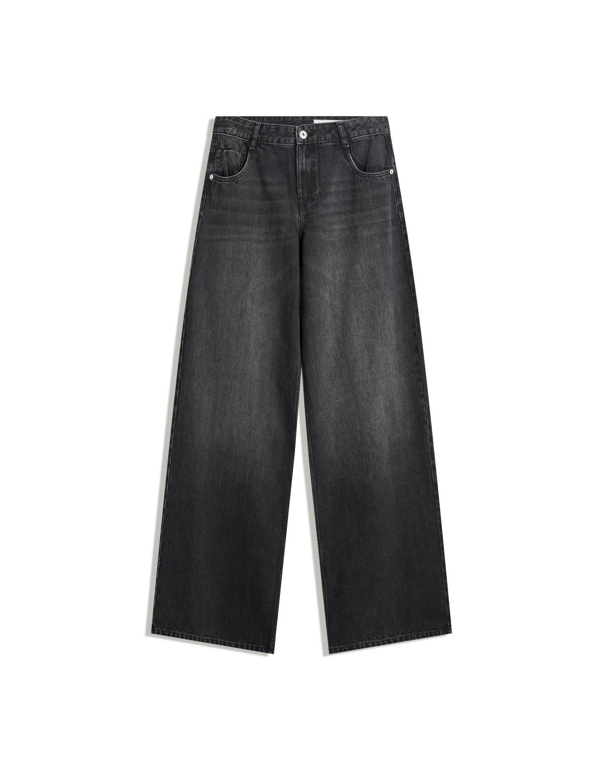 버쉬카 로우웨이스트 블랙 와이드 데님 팬츠 0019/180 BLACK - 상세 이미지 3