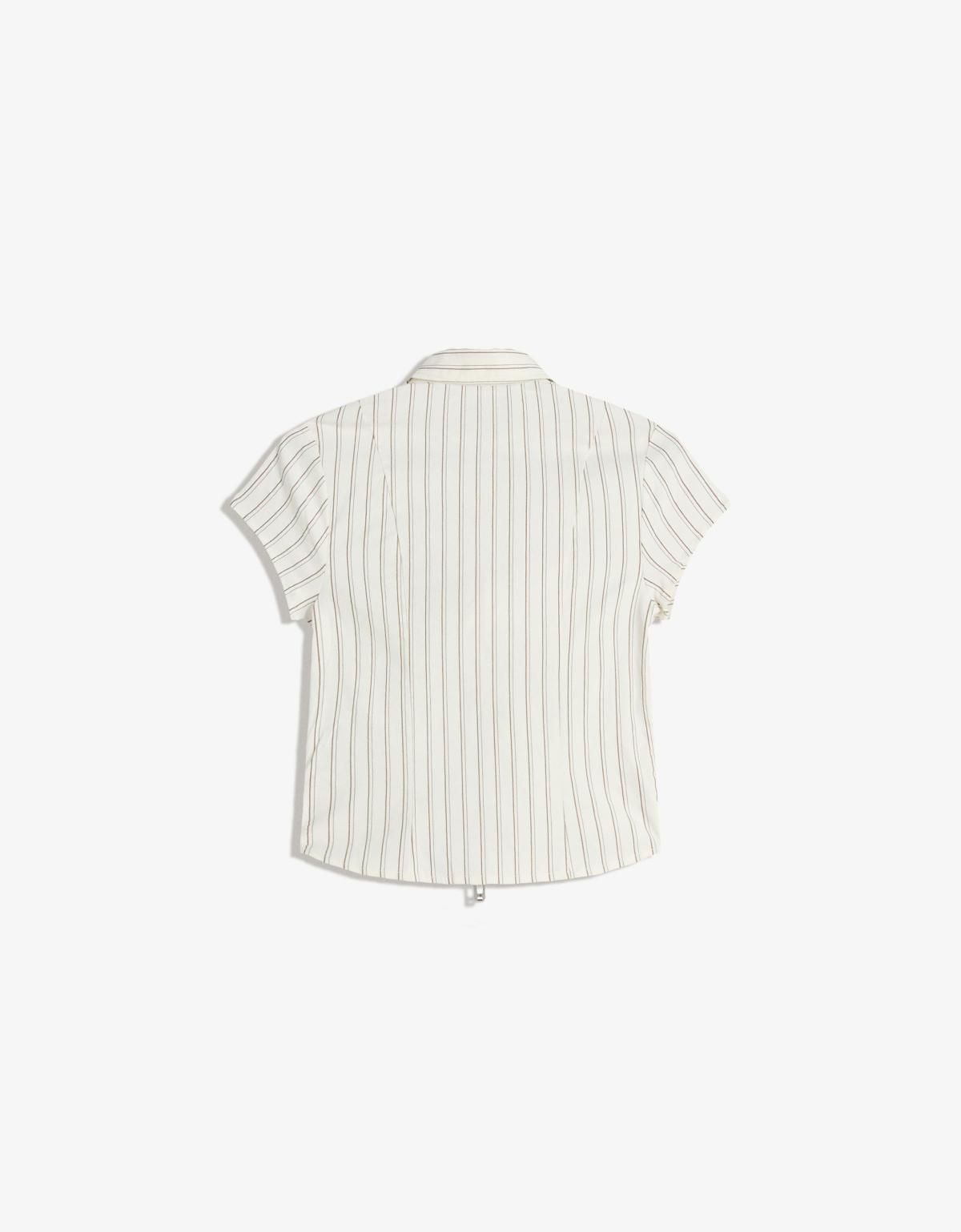 버쉬카 스트라이프 집업 반팔 셔츠 6267/710 GREY - 상세 이미지 5