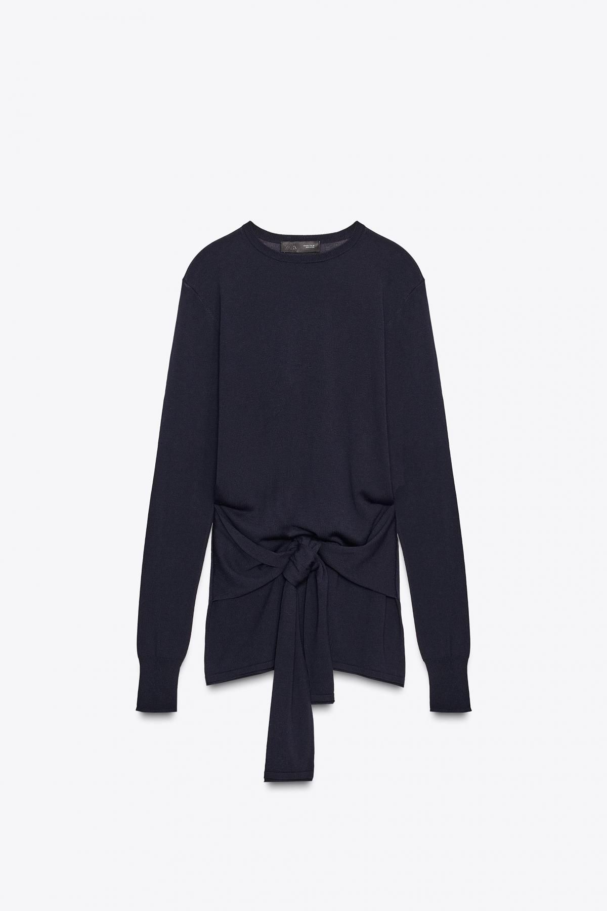 자라 모던 라운드넥 매듭 니트 스웨터 9598/214 NAVY BLUE - 상품 이미지