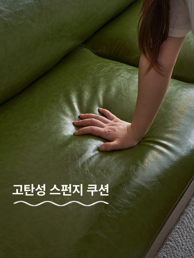 레트로 소파 패브릭 페브릭 럭셔리 앤틱 엔틱 쇼파 장의자 긴의자 아보카도 그린 오일 왁스 가죽 스펀지 1인용 65cm-쿠션 1개 포함 - 상세 이미지 2