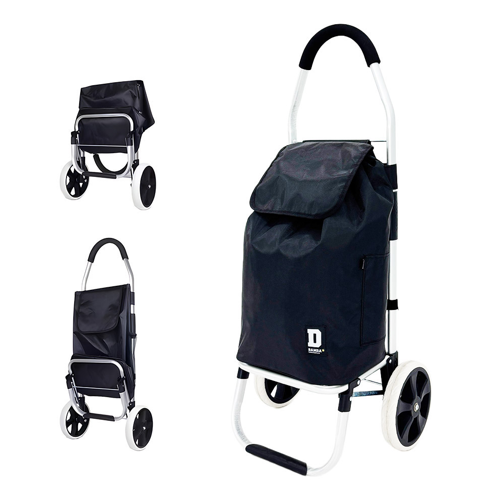 담다 시장바구니캐리어 장바구니카트 접이식손수레 바퀴달린 마트 쇼핑카트 L(대형), 일반형_블랙