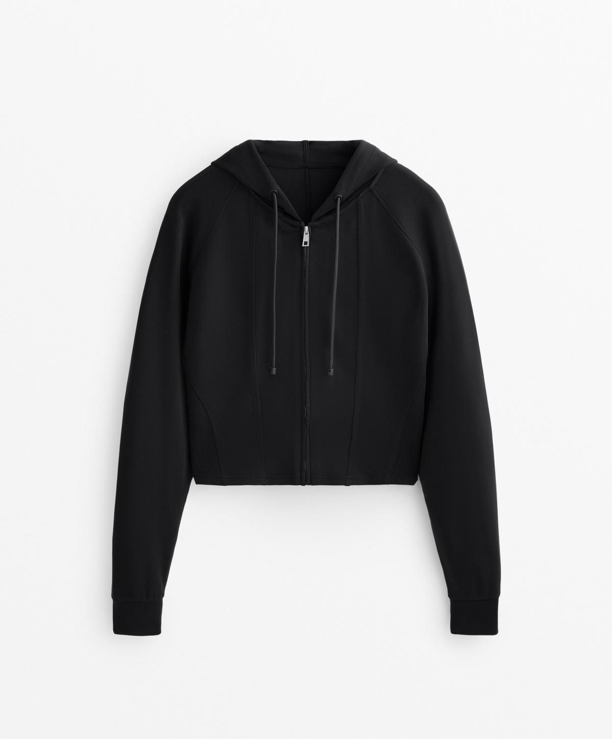 오이쇼 소프트 모달 슬림핏 크롭 집업 후드티 3801/791 BLACK - 상품 이미지