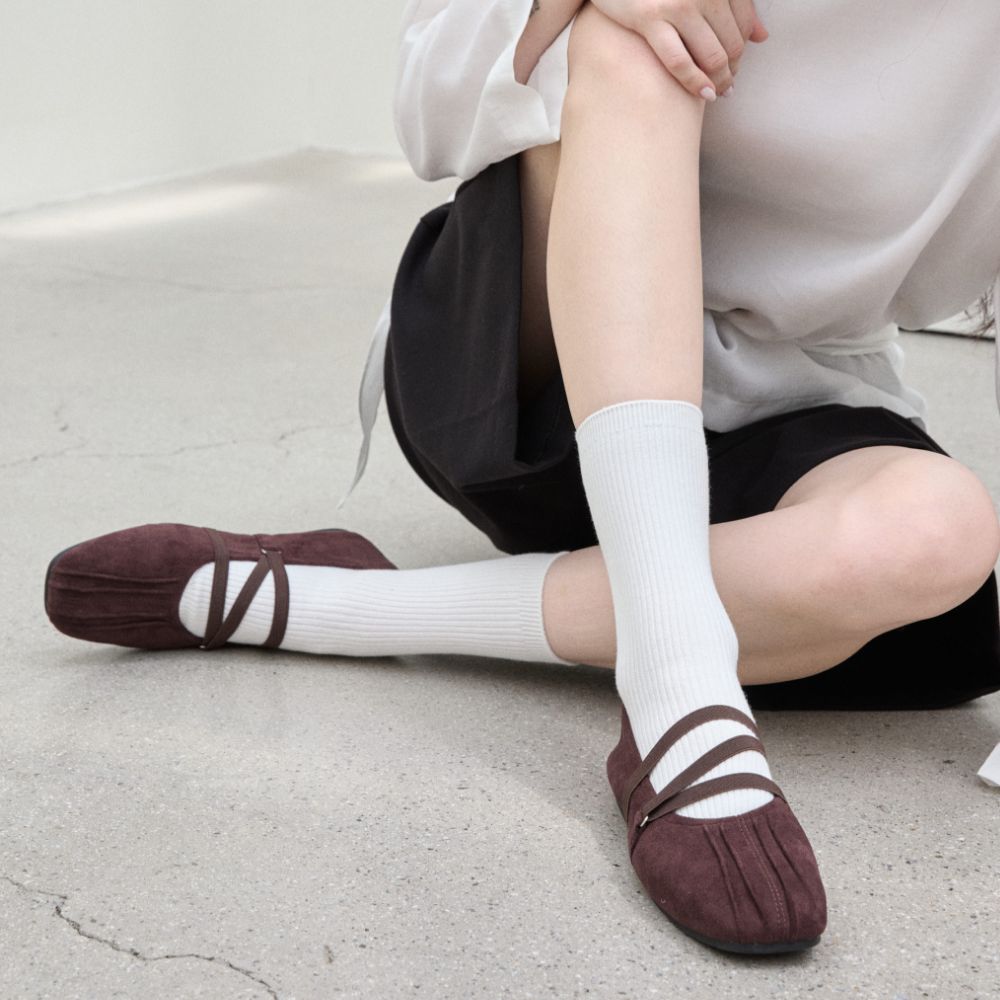 스퍼 플리츠 엘라스틱 스트랩 플랫슈즈 1.5cm -UA9015 (4color) - 상세 이미지 4