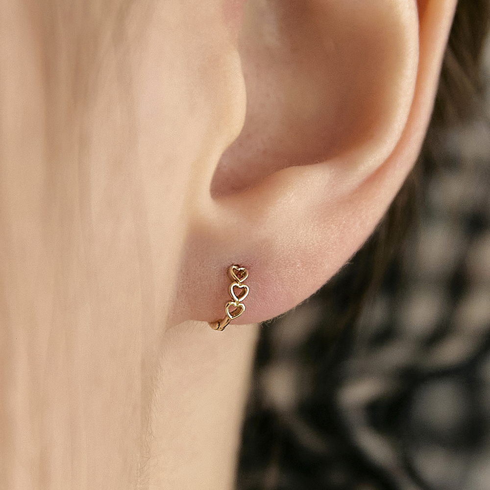 14k 큐피 하트 원터치 링 귀걸이