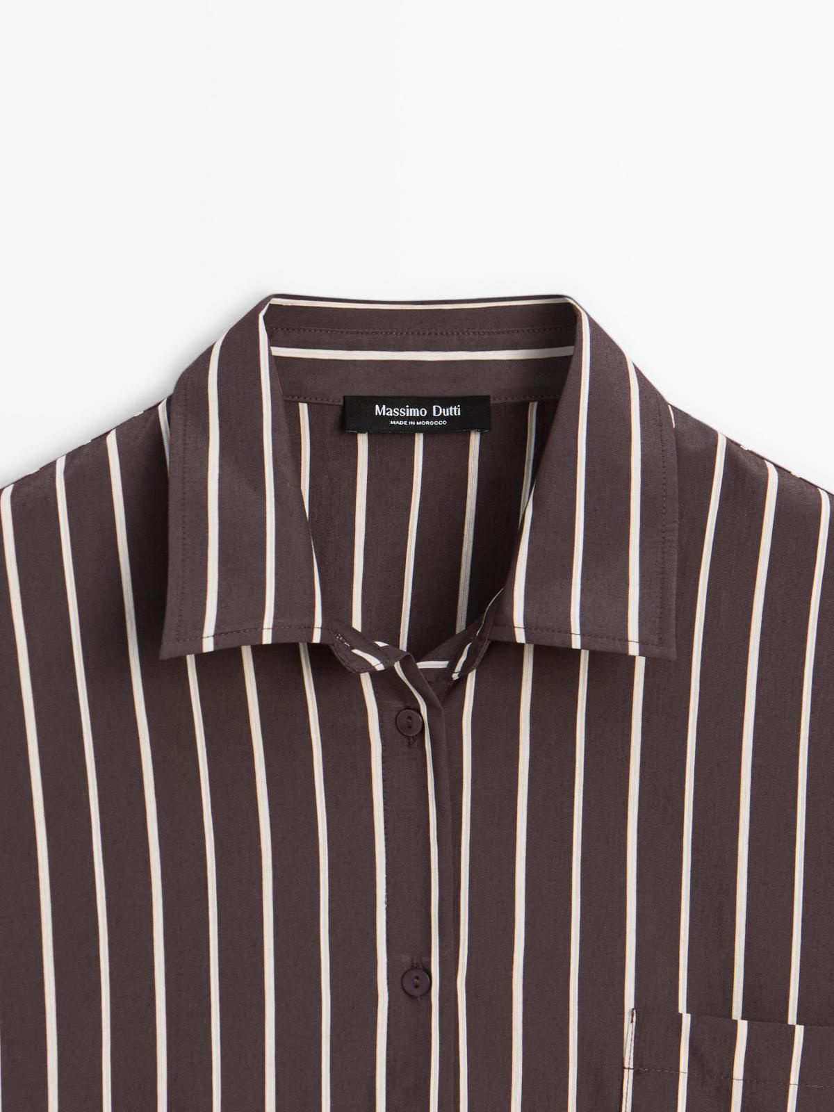 마시모두띠 오버핏 스트라이프 롱슬리브 셔츠 5160/760 BROWN - 상세 이미지 4