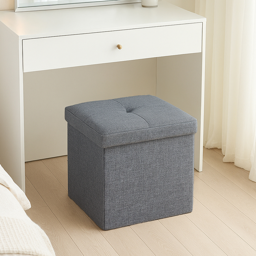 레토 패브릭 스툴 수납 화장대 의자 LFC-S01(소형), 그레이