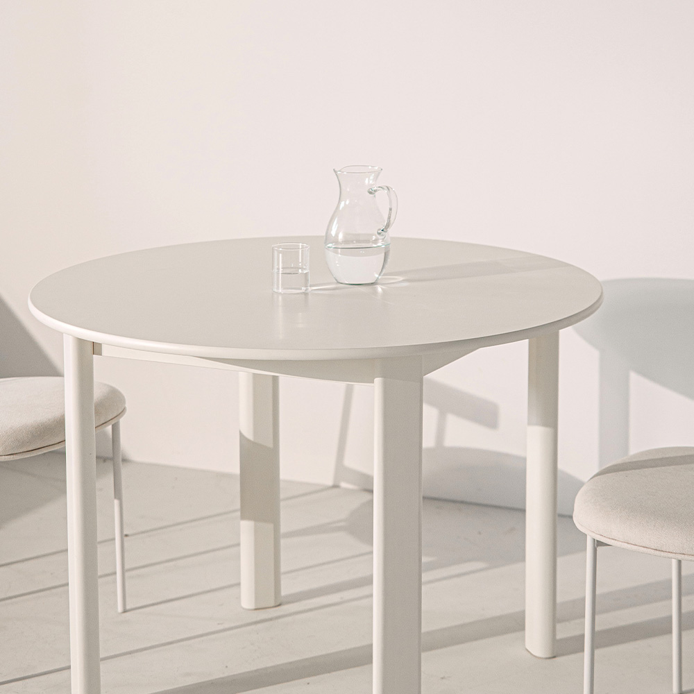 갈렛 원형 식탁 테이블 원목 세라믹 화이트 4인용 1000