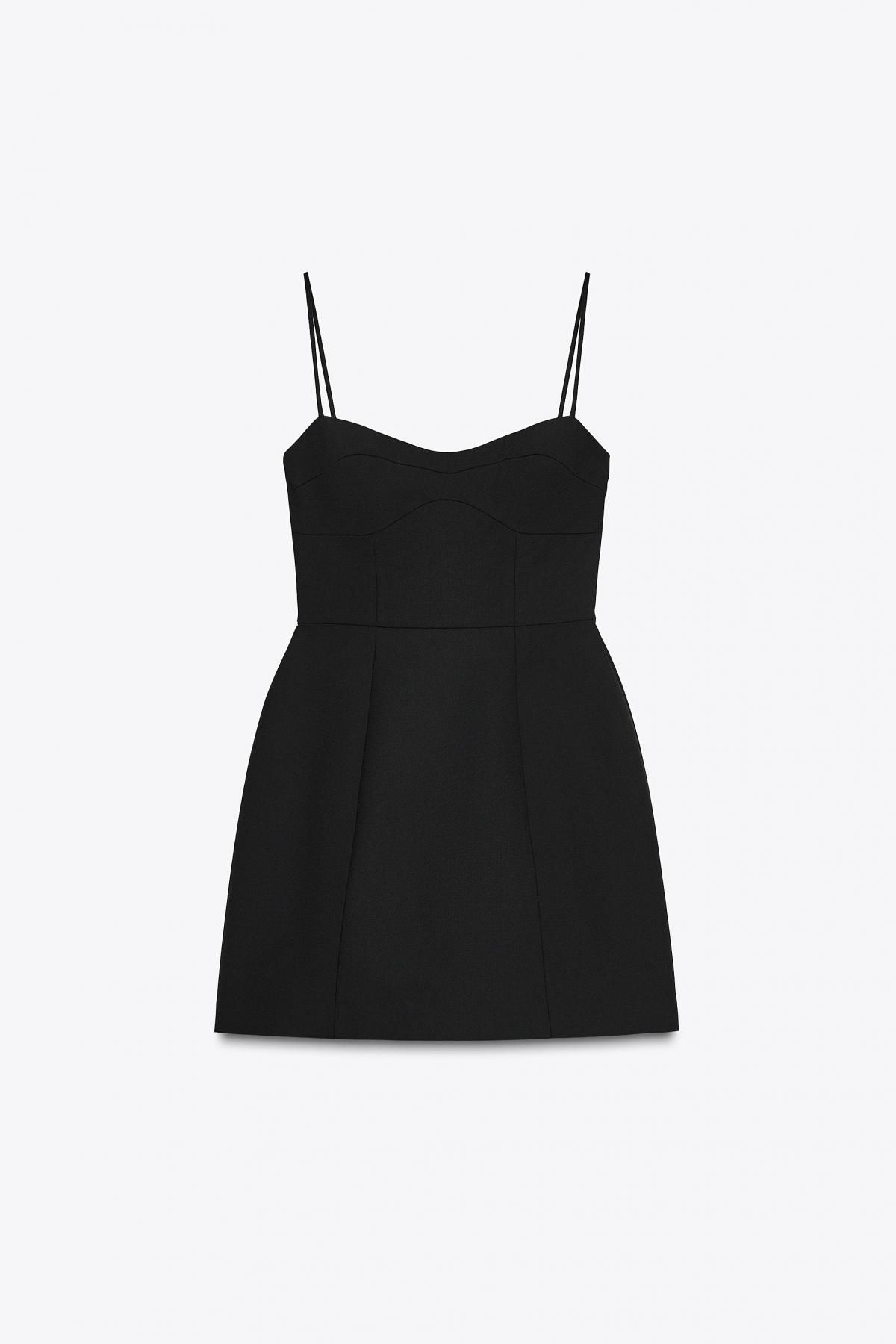 자라 블랙 볼륨 스트랩 미니 원피스 8691/210 BLACK - 메인 이미지