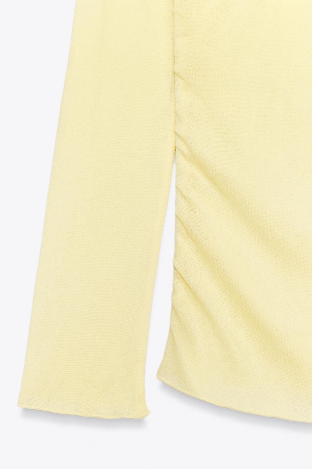 자라 트렌디 오프숄더 셔링 긴팔 티셔츠 5644/855 LIGHT YELLOW - 상세 이미지 5