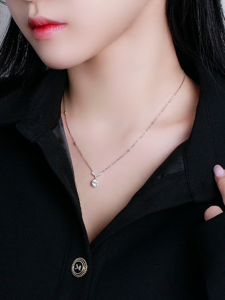 18K 3부 천연 다이아 목걸이 GIA 크라운 왕관 프로포즈 결혼 기념일 선물 예물 여자 - 상세 이미지 4