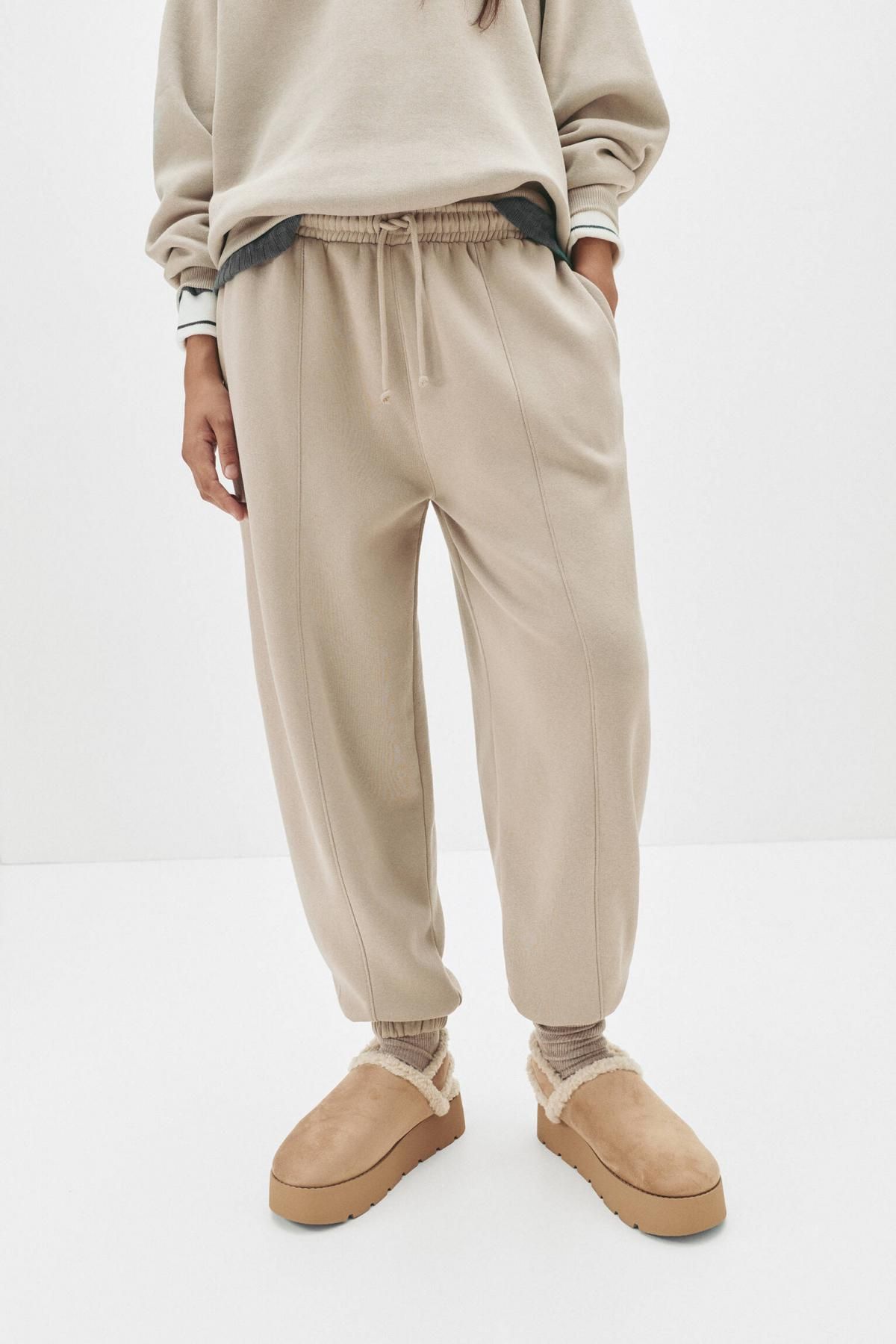 풀앤베어 미니멀 베이지 테크니컬 트랙 팬츠 7675/363 SAND - 상품 이미지