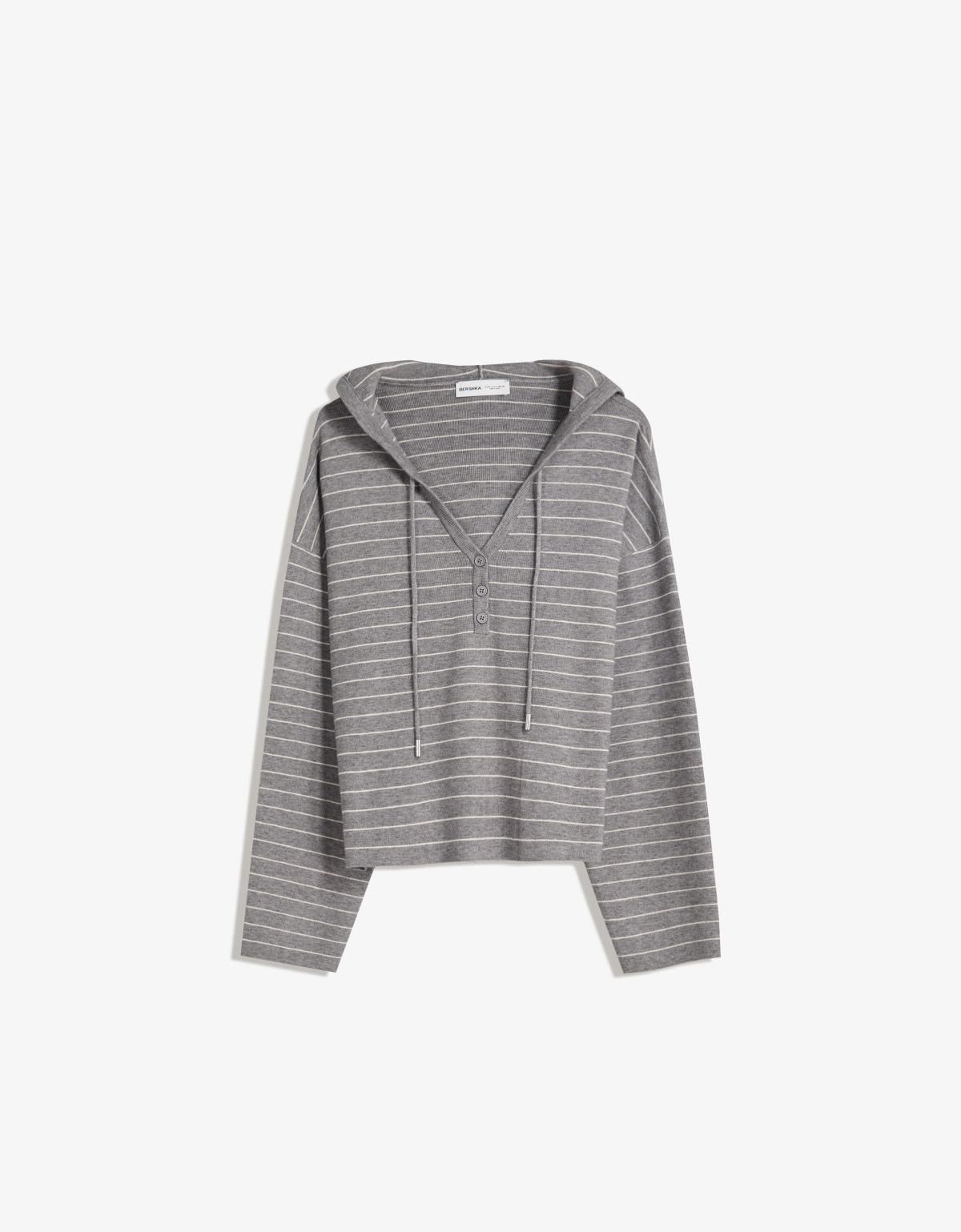 버쉬카 스트라이프 크롭 후드티 7114/693 GREY - 상세 이미지 3