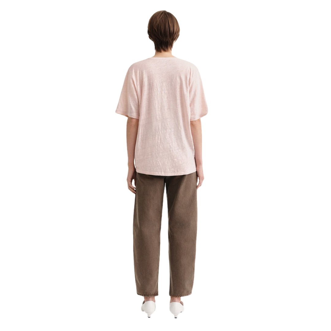 토템 오버사이즈 린넨 반팔 티셔츠 여성 핑크 232 5056 253 이미지 6