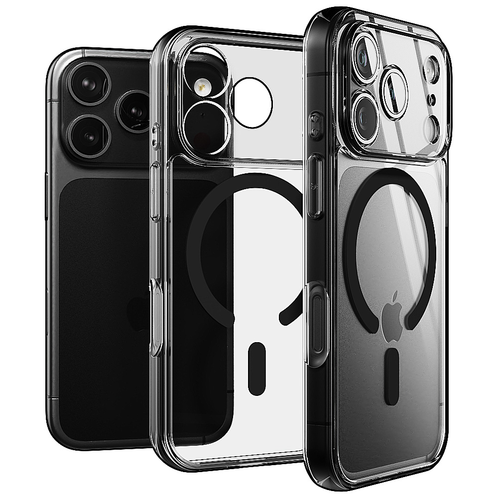 빅쏘 띠부띠부 컬러 범퍼 맥세이프 케이스 블랙, 아이폰17 프로 맥스