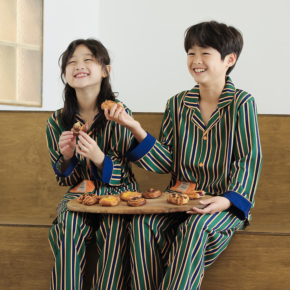 슬로암 실크핏 키즈 긴팔 주니어 오픈 잠옷세트 - 상품 이미지