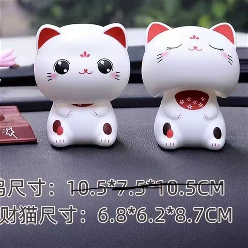 복고양이 고양이장식품 빈티지오너먼트 마네키네코 6.8x6.2x8.7CM 큰눈 - 상세 이미지 3