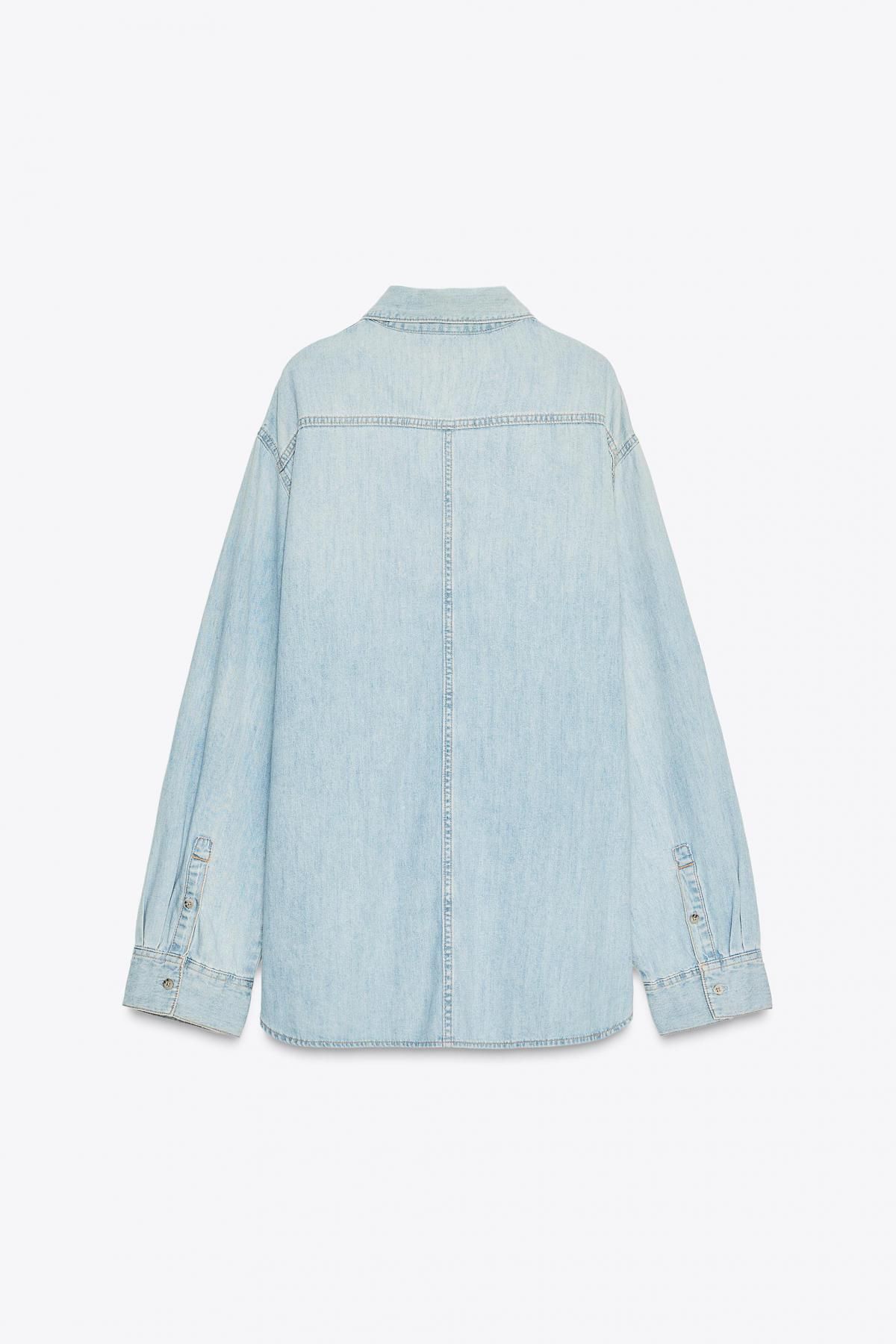 자라 오버핏 라이트데님 롱 셔츠 8727/060 LIGHT BLUE - 상세 이미지 5
