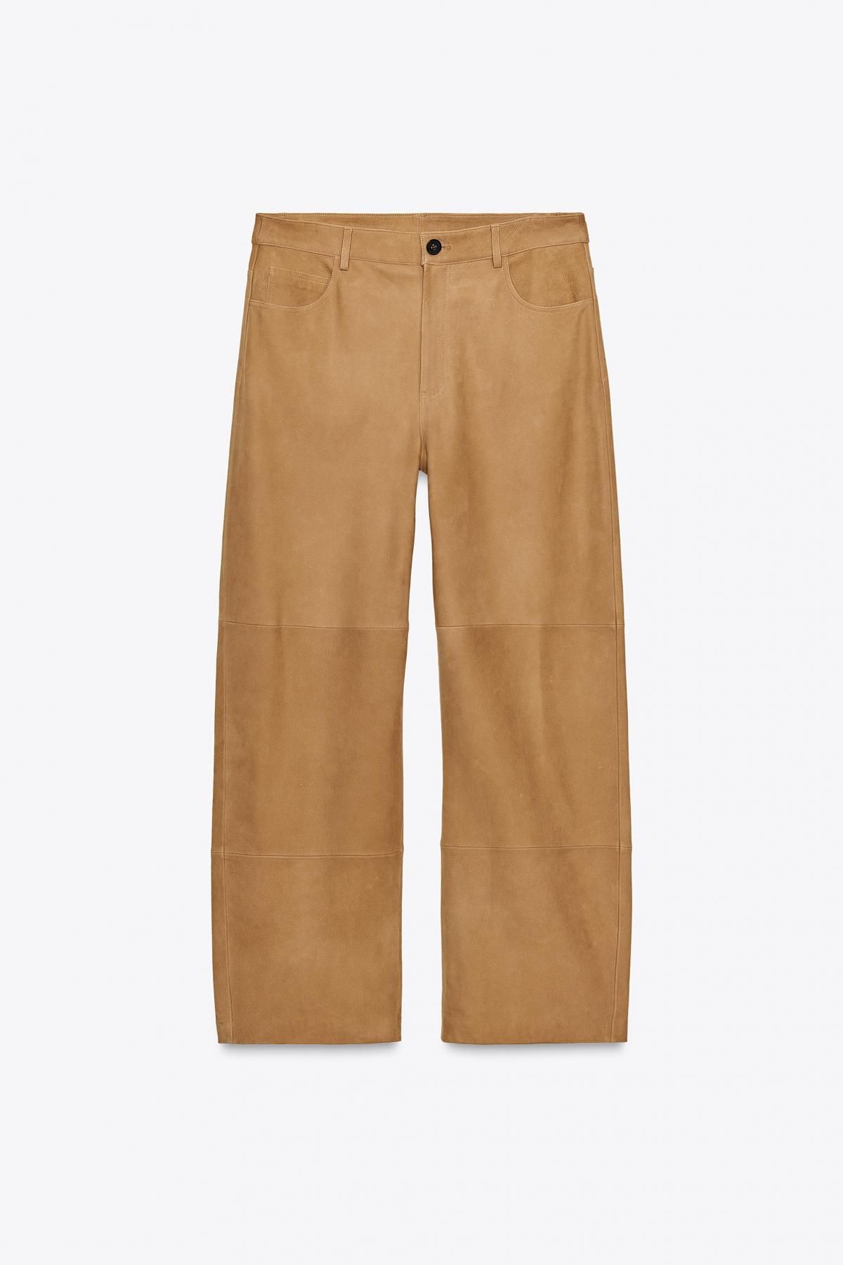 자라 레더 하이웨이스트 팬츠 5761/241 MID-CAMEL - 상품 이미지