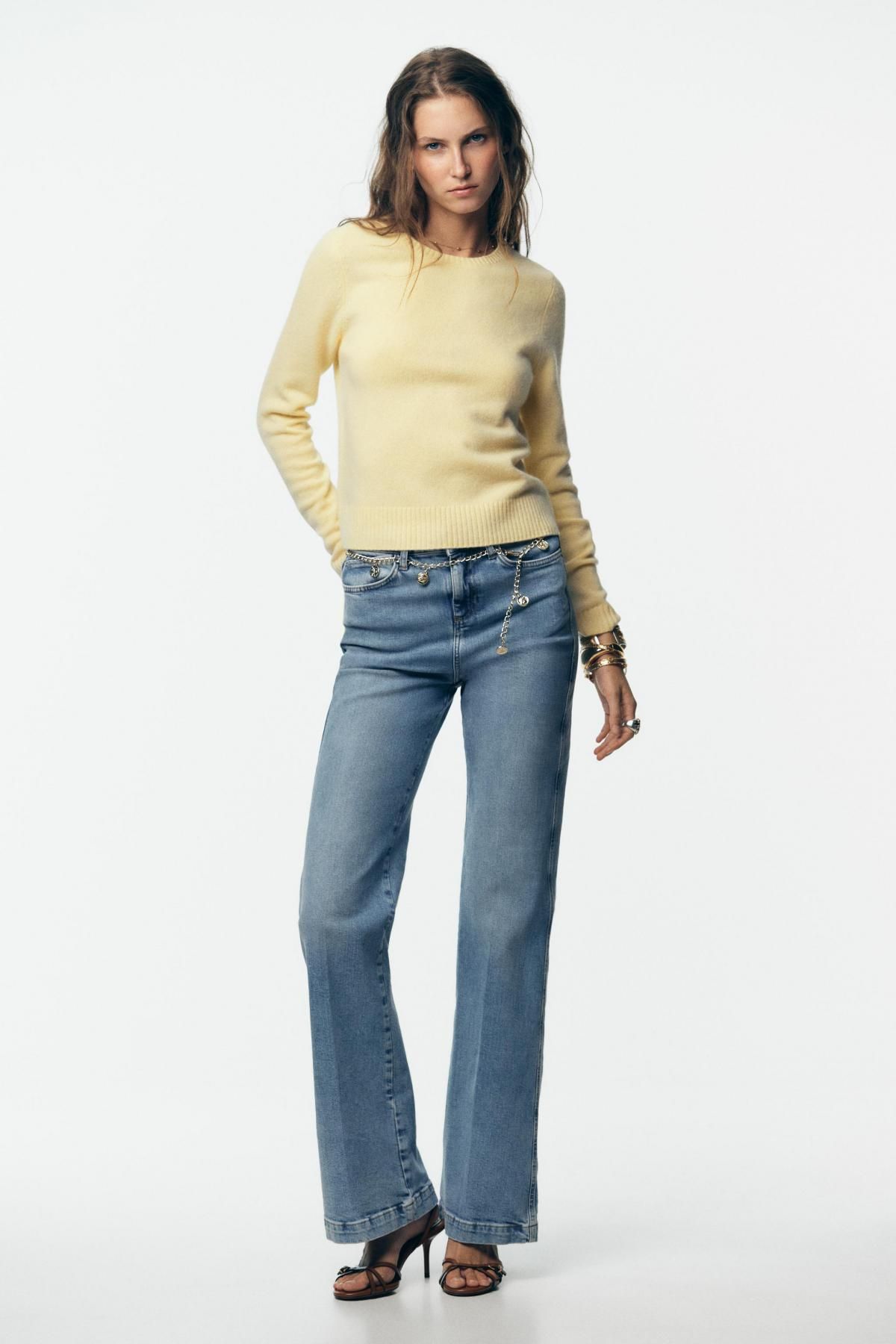 자라 프리미엄 라운드넥 100 울 스웨터 2893/107 LIGHT YELLOW - 상세 이미지 2