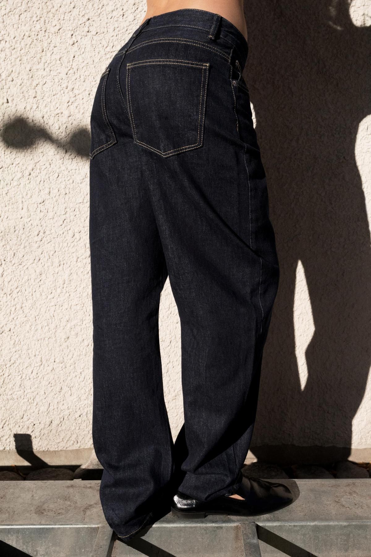 자라 하이웨이스트 와이드핏 데님 배럴 진 6688/246 DARK INDIGO - 상세 이미지 3