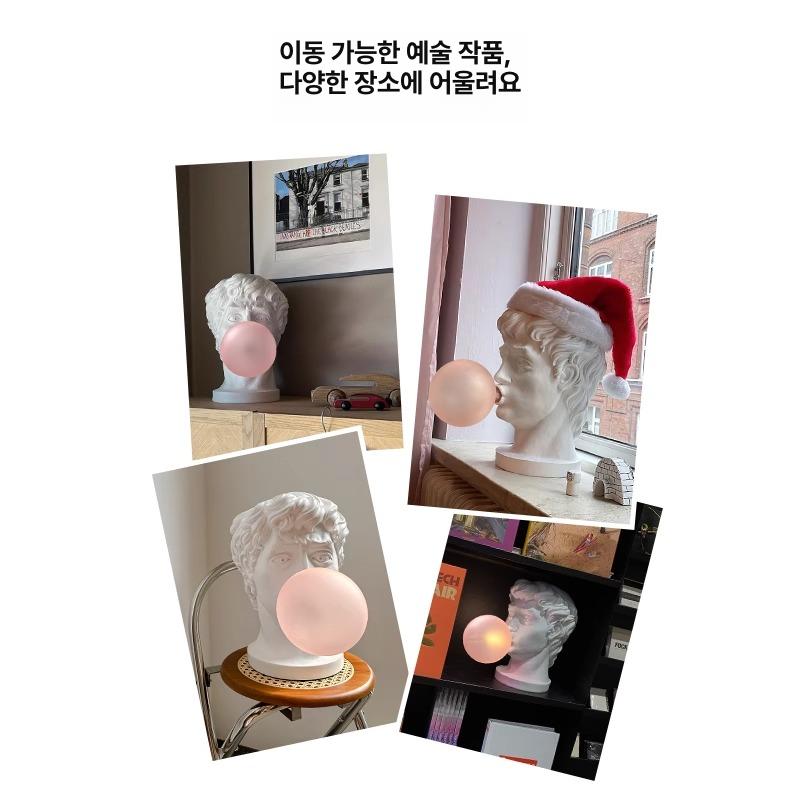 풍선부는 다비드 조각상 예술품 거실 북유럽 풍선 장식품 거실조명 전등 led무드등 충전형 - 상세 이미지 2