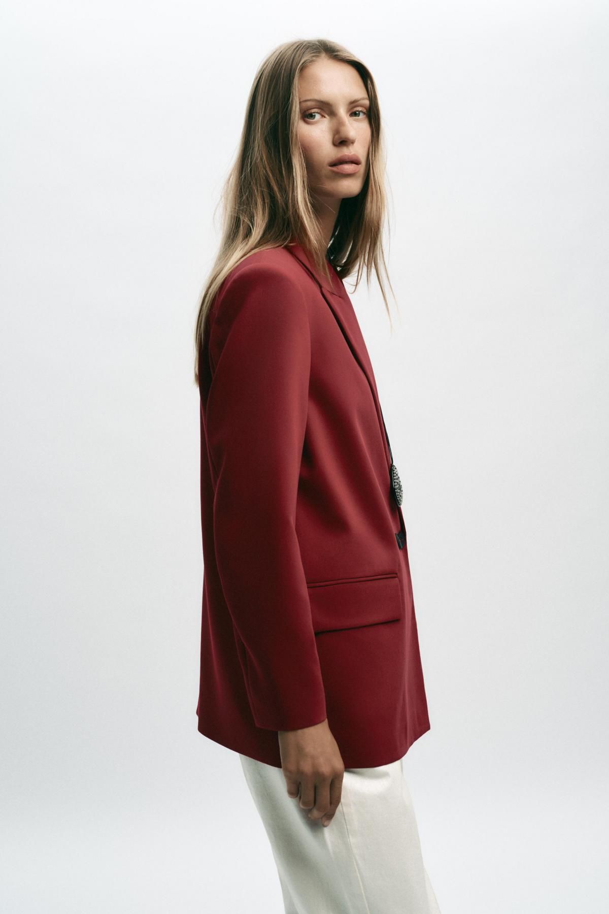 자라 버건디 오버사이즈 더블브레스트 블레이저 2753/122 BURGUNDY - 상세 이미지 5