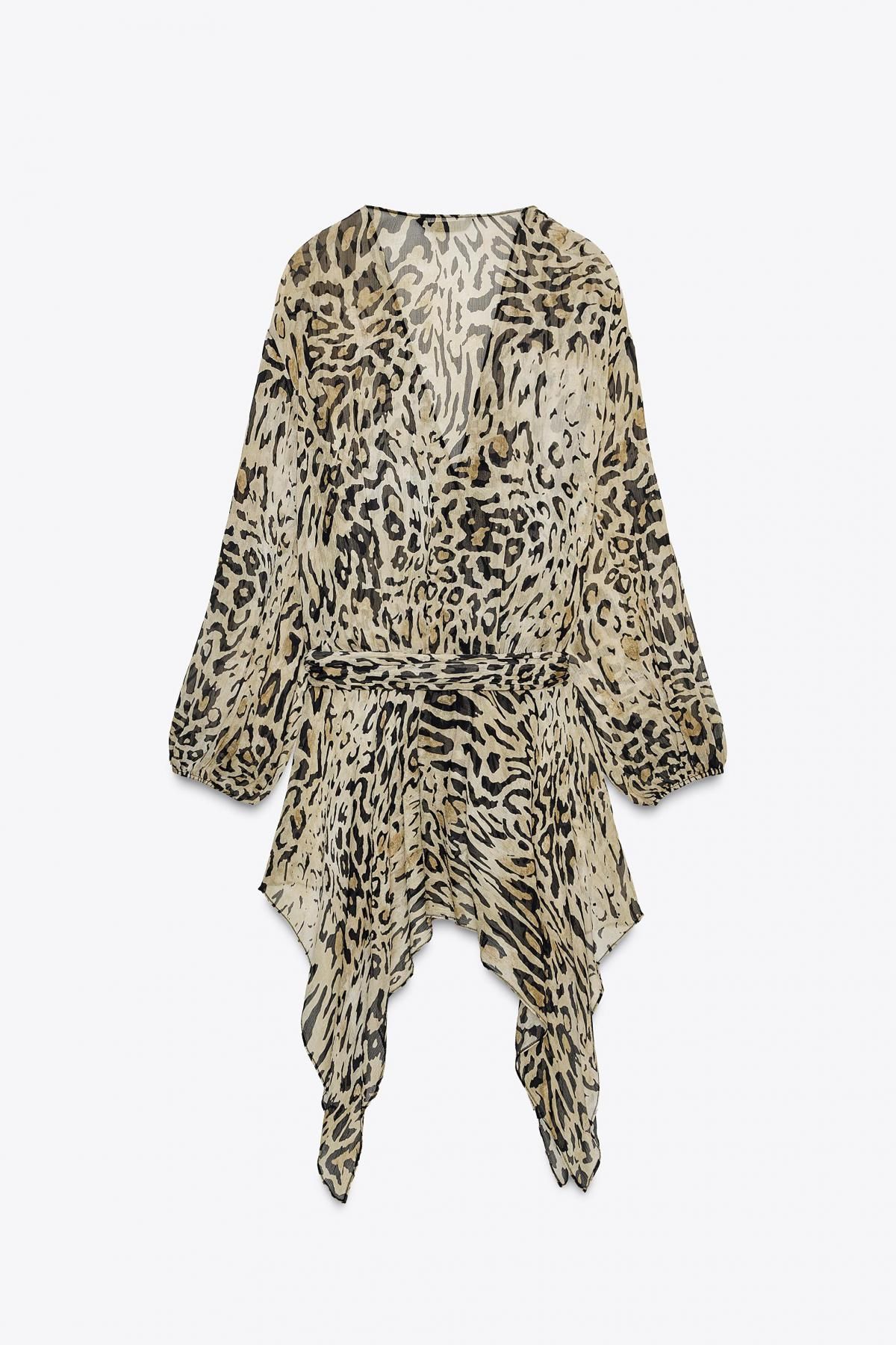 자라 애니멀프린트 시스루 벨트 롱 블라우스 8551/067 LEOPARD - 상세 이미지 4
