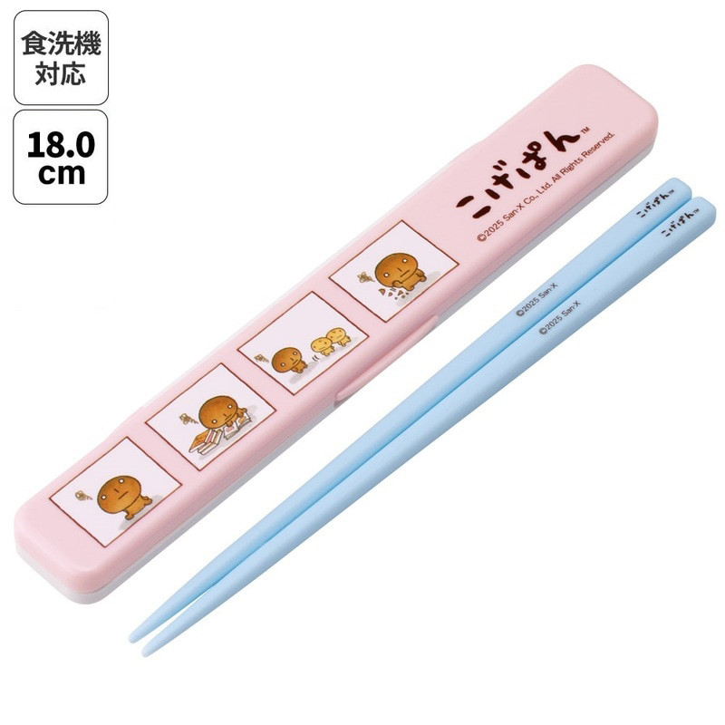[발주상품 2~4 영업일 후 발송예정] 스케이터 코게빵 캐릭터 소리나지 않는 젓가락 세트 18cm ABC3 - 주방·식기 - 하카타몰