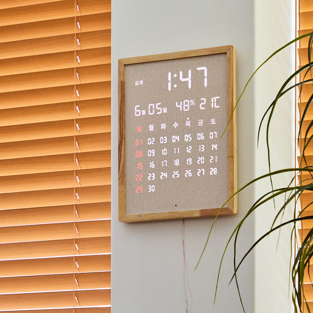 오아 캘린더 LED 벽시계 디지털 무소음 벽걸이 시계 거실 사무실 전자 달력 개업 선물