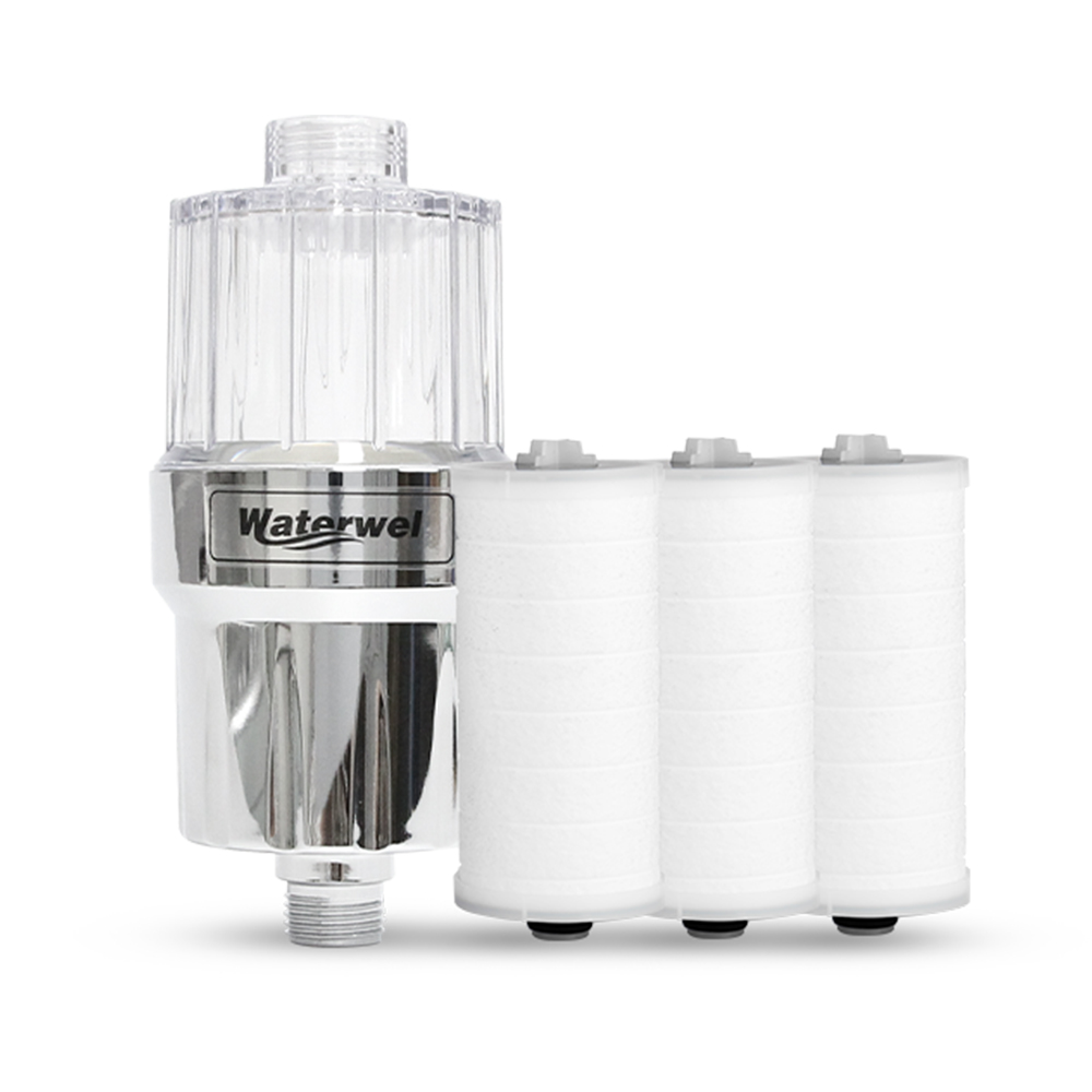 [1년세트] 워터웰 파워필터 본체 + 필터3개 샤워기 해바라기수전 녹물 잔류염소 제거