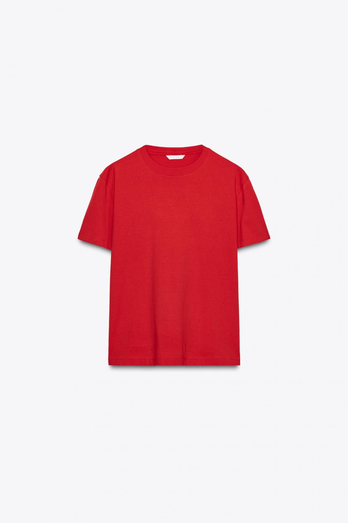 자라 레드 베이직 코튼 반팔 티셔츠 3253/320 RED - 메인 이미지