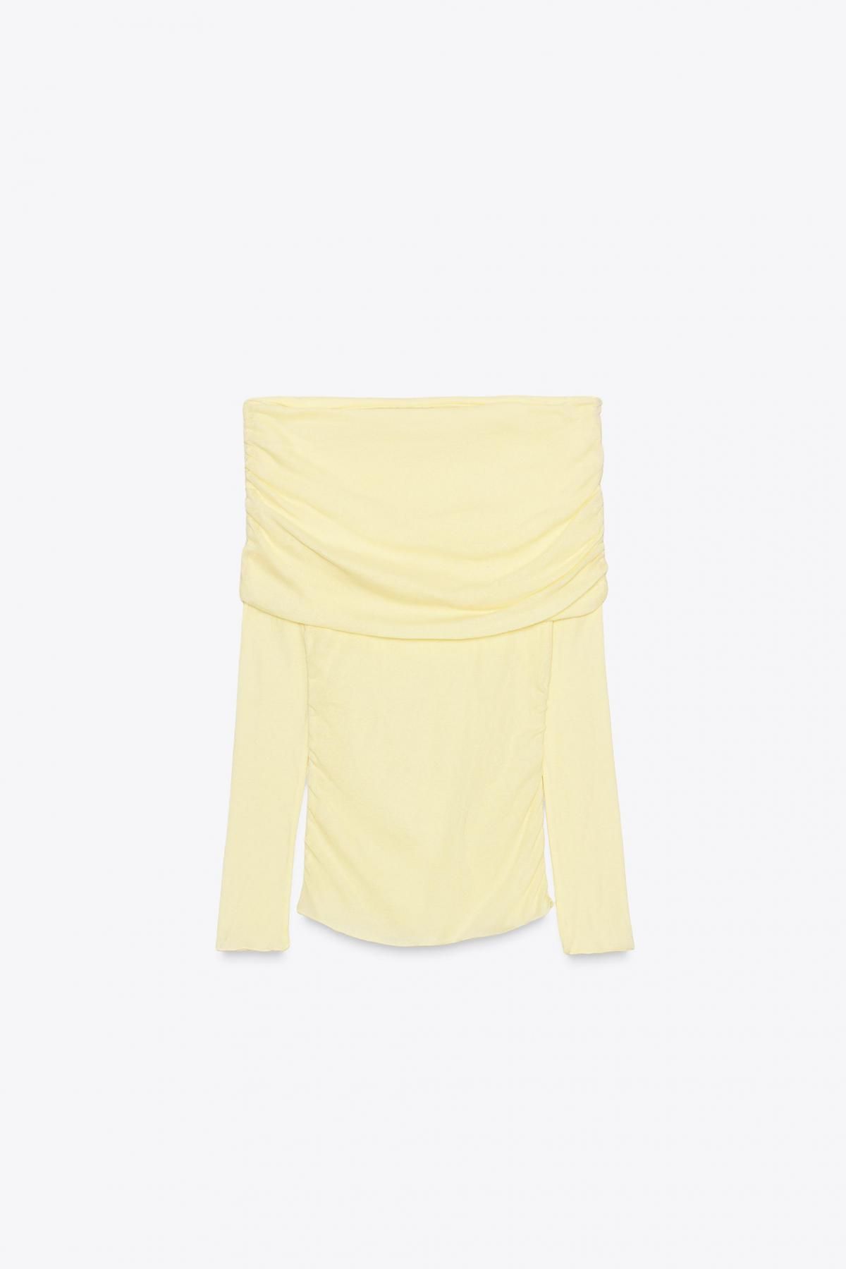 자라 트렌디 오프숄더 셔링 긴팔 티셔츠 5644/855 LIGHT YELLOW - 메인 이미지